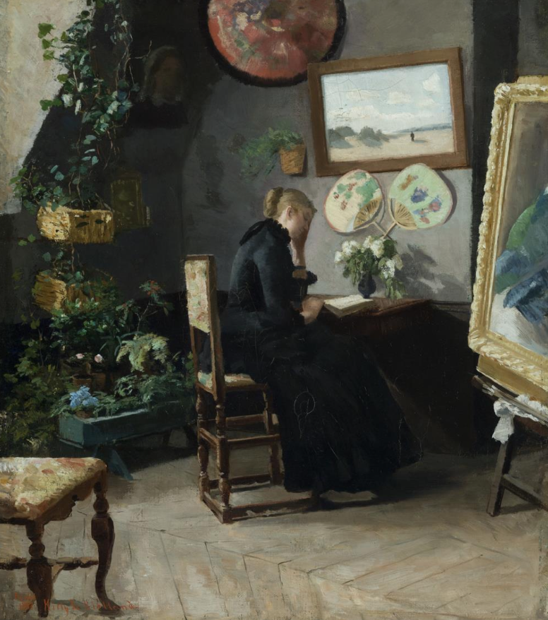 Kitty Kielland (1843-1914)Harriet Backer dans son atelier, Paris [Harriet Backer i atelieret, Paris], 1883 Huile sur toile 43 × 37 cm Lillehammer, Lillehammer Kunstmuseum © Lillehammer kunstmuseum / Jan Haug